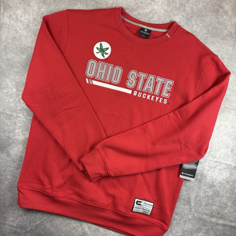 Ohio State Buckeyes Sweater Mens L Red Crewneck‎ Sample Rare College NEW